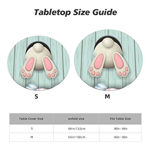 Round Tablecloth Cute Easter Eggs Bunny Fitted Elastic Waterproof Wipeable Table Cloth Cover Decorations Table Pad Cover for lndoor Outdoor-Medium