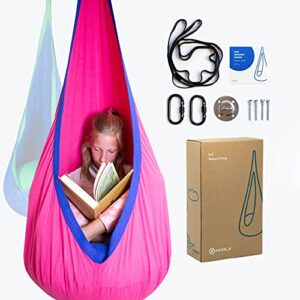 harkla sensory kids pod swing – calming kids indoor therapy swing helps with autism, anxiety, adhd & spd | kids hanging chair includes all hardware | perfect for sensory room & treehouse swing