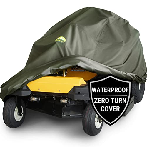 Family Accessories Zero-Turn Mower Cover. Waterproof Heavy Duty 600D Marine Grade Fabric. Universal Fit Riding ZTR Lawn Tractor Accessories. Outdoor Heavy Rain Protection