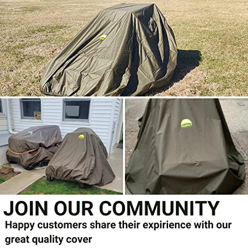 Family Accessories Zero-Turn Mower Cover. Waterproof Heavy Duty 600D Marine Grade Fabric. Universal Fit Riding ZTR Lawn Tractor Accessories. Outdoor Heavy Rain Protection