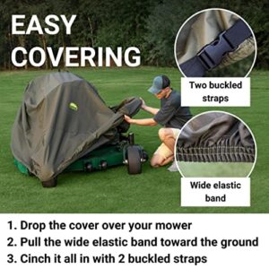 Family Accessories Zero-Turn Mower Cover. Waterproof Heavy Duty 600D Marine Grade Fabric. Universal Fit Riding ZTR Lawn Tractor Accessories. Outdoor Heavy Rain Protection