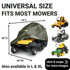 Family Accessories Zero-Turn Mower Cover. Waterproof Heavy Duty 600D Marine Grade Fabric. Universal Fit Riding ZTR Lawn Tractor Accessories. Outdoor Heavy Rain Protection