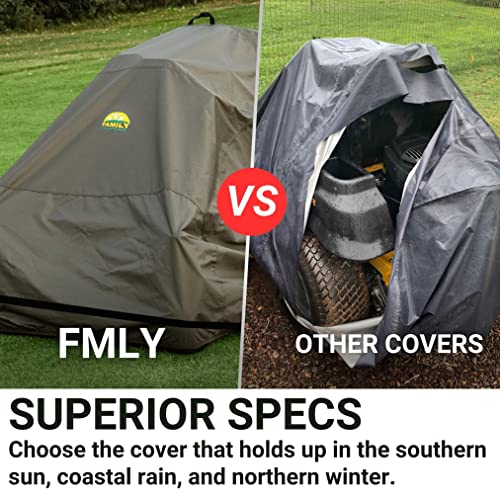 Family Accessories Zero-Turn Mower Cover. Waterproof Heavy Duty 600D Marine Grade Fabric. Universal Fit Riding ZTR Lawn Tractor Accessories. Outdoor Heavy Rain Protection