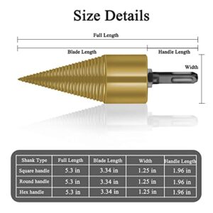 MageeLeigh Firewood Drill Bit Set,Removable Firewood Log Splitter Drill Bit,Heavy Duty Drill Screw Cone Driver for Hand Drill with 3 Handle(Hex+Square+Round), 32mm