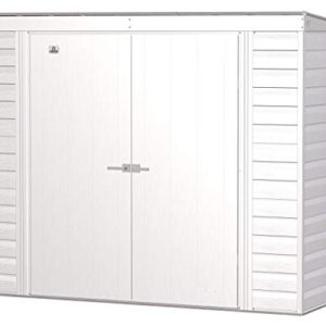 Arrow Shed Select 8' x 4' Outdoor Lockable Steel Storage Shed Building, Flute Grey