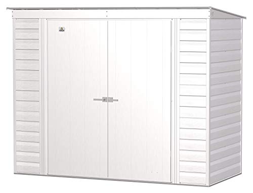 Arrow Shed Select 8' x 4' Outdoor Lockable Steel Storage Shed Building, Flute Grey