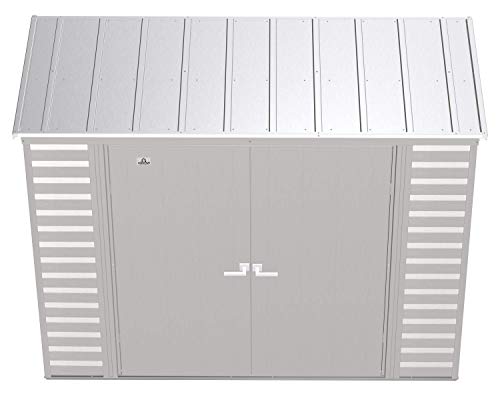 Arrow Shed Select 8' x 4' Outdoor Lockable Steel Storage Shed Building, Flute Grey