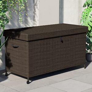grand patio outdoor 170 gallon deck box outdoor large wicker storage box with widened lid for patio furniture cushions toys garden tools pool accessories, dark brown