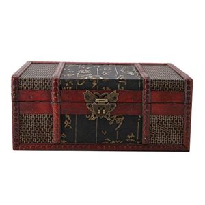 gloglow vintage wooden storage box, small size wood craft box with hinged lid for jewelry gift organizer home decor (chinese style)