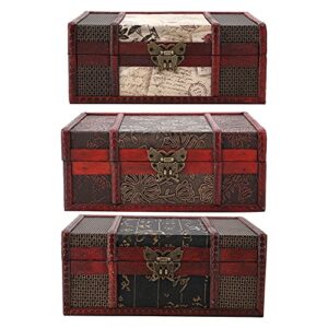 GLOGLOW Vintage Wooden Storage Box, Small Size Wood Craft Box with Hinged Lid for Jewelry Gift Organizer Home Decor (Chinese Style)