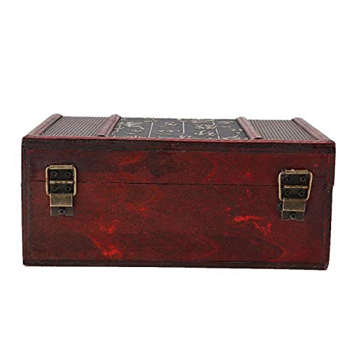 GLOGLOW Vintage Wooden Storage Box, Small Size Wood Craft Box with Hinged Lid for Jewelry Gift Organizer Home Decor (Chinese Style)