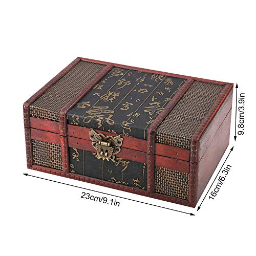 GLOGLOW Vintage Wooden Storage Box, Small Size Wood Craft Box with Hinged Lid for Jewelry Gift Organizer Home Decor (Chinese Style)