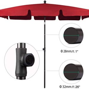 AMMSUN 6.5 x 4.2ft Rectangular Patio Umbrella Outdoor Market Table Umbrella Steel Pole and Ribs Push Button Tilt, Maroon