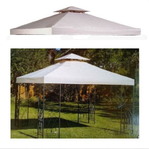 NEW 10' x 10' TWO TIER REPLACEMENT GAZEBO CANOPY TOP COVER SUN SHADE 10x10 BEIGE