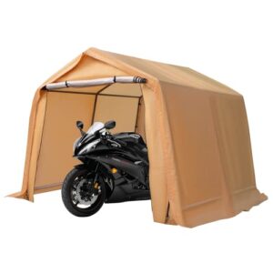 mellcom 10×10 ft outdoor storage shelter – heavy duty portable garage, tool shed, carport – ideal for bikes, motorcycles, and outdoor tools – beige