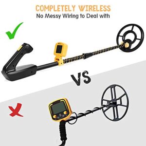 RM RICOMAX Metal Detector for Kids - 7.4 Inch Waterproof Kid Metal Detectors Gold Detector Lightweight Search Coil (24"-35") Adjustable Metal Detector for Junior & Youth with High Accuracy - Yellow