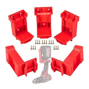 5 pack tool mount for milwaukee 18v drill; battery holder for milwaukee m18 battery mount/hanger/dock holder fit for 48-11-1820 48-11-1850 48-11-1860 battery, also for dewalt 18v battery and 20v tool