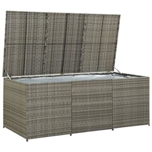 YEZIYIYFOB 320 gal Outdoor Storage Box Large Deck Box Taupe Grey Rattan Patio Storage Box Garden Storage Suncast Chest Container Poly Cabinet for Lawn Backyard 70.8"x35.4"x29.5" Grey NOT WATERPROOF
