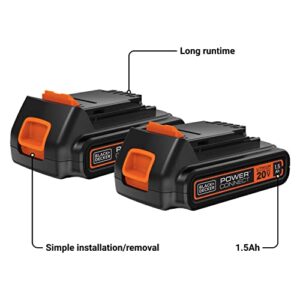 BLACK+DECKER 20V MAX* POWERCONNECT 1.5Ah Lithium Ion Battery, 2 PK (LBXR20-OPE2)