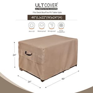 ULTCOVER Patio Deck Box Cover Waterproof for Outdoor Rectangular Resin Storage Box 60-86 Gallon, 46L x 22W x 24H inch