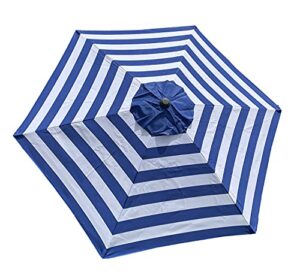 bellrino replacement 9 ft 6 ribs royal blue/white stripe” strong & thick” umbrella canopy (canopy only)