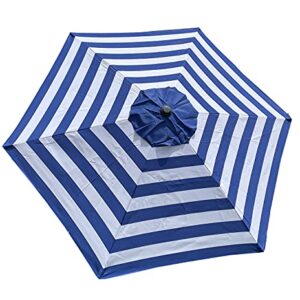 BELLRINO Replacement 9 ft 6 ribs ROYAL BLUE/WHITE STRIPE" STRONG & THICK" Umbrella Canopy (Canopy Only)