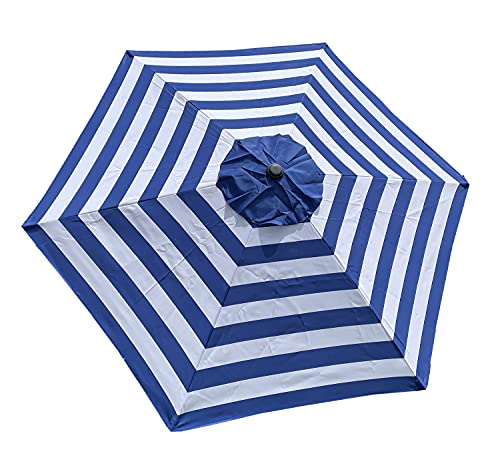 BELLRINO Replacement 9 ft 6 ribs ROYAL BLUE/WHITE STRIPE" STRONG & THICK" Umbrella Canopy (Canopy Only)