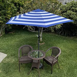 BELLRINO Replacement 9 ft 6 ribs ROYAL BLUE/WHITE STRIPE" STRONG & THICK" Umbrella Canopy (Canopy Only)