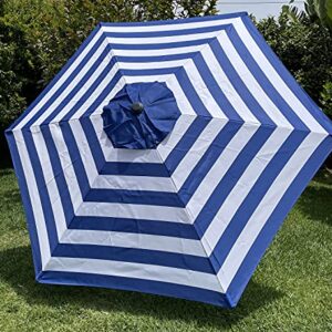 BELLRINO Replacement 9 ft 6 ribs ROYAL BLUE/WHITE STRIPE" STRONG & THICK" Umbrella Canopy (Canopy Only)