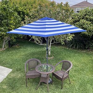 BELLRINO Replacement 9 ft 6 ribs ROYAL BLUE/WHITE STRIPE" STRONG & THICK" Umbrella Canopy (Canopy Only)