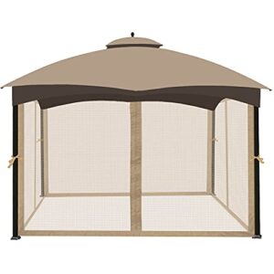 Ontheway Universal 10' x 12' Gazebo Replacement Mosquito Netting (Mosquito Net Only) (Light Brown)