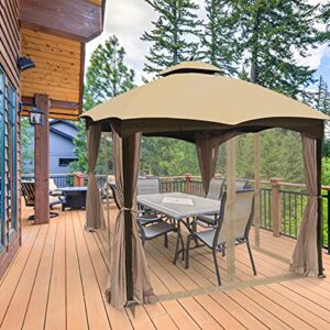Ontheway Universal 10' x 12' Gazebo Replacement Mosquito Netting (Mosquito Net Only) (Light Brown)