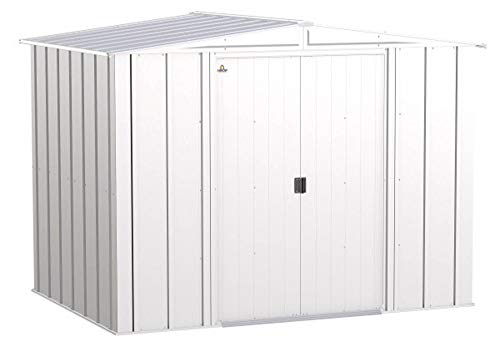 Arrow Classic 8' x 6' Outdoor Padlockable Steel Storage Shed Building, Flute Grey