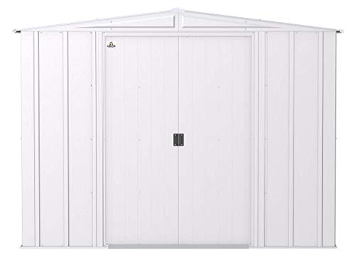 Arrow Classic 8' x 6' Outdoor Padlockable Steel Storage Shed Building, Flute Grey