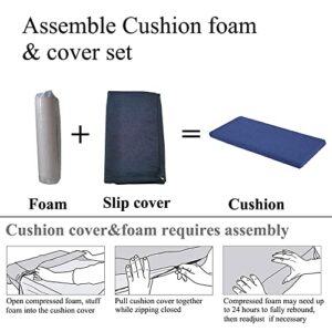 MICUSHION Piano Bench Cushion 30 x 14 inch for Indoor Shoe Storage with Ties Non Slip Picnic Bench Pad for Kitchen Dining Table Seat, Navy Blue