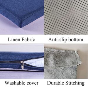 MICUSHION Piano Bench Cushion 30 x 14 inch for Indoor Shoe Storage with Ties Non Slip Picnic Bench Pad for Kitchen Dining Table Seat, Navy Blue