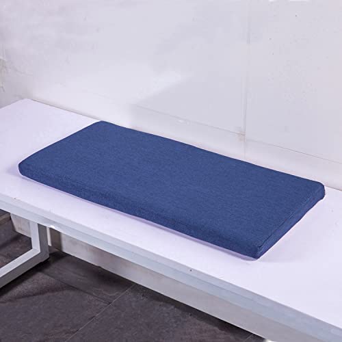 MICUSHION Piano Bench Cushion 30 x 14 inch for Indoor Shoe Storage with Ties Non Slip Picnic Bench Pad for Kitchen Dining Table Seat, Navy Blue