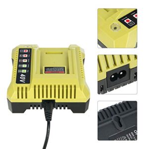 CELL9102 Replacement 40V Lithium Battery and Charger for Ryobi Lawn Mower 40v Battery OP4015 OP4050A OP4040 OP4050 OP40201 OP40501 and Charger OP401