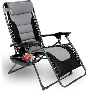 wykdd sun loungers for garden, reclining loungers chair with cup holder & cushions, adjustable headrest, foldable lounger