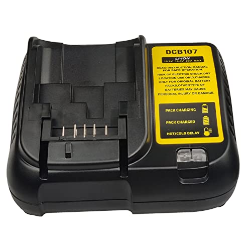 3A 10.8V-20V Max Lithium DCB107 Charger Compatible with Dewalt DCB120 DCB127 DCB206 DCB204 DCB200-2 DCB200 DCB180 Batteries Replacement for Dewalt DCB112 DCB115 DCB101 DCB105 DCB107 Charger