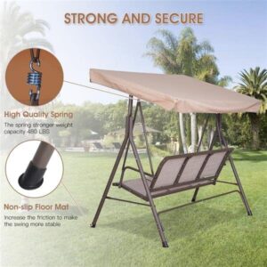 WYKDD 3-Person Sunshade Swing Chair Outdoor Patio Steel Frame Fashion Versatile Comfortable Spacious Leisure Seats