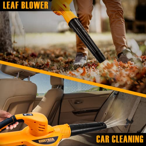 Alloyman Leaf Blower, 20V Cordless Leaf Blower, One-Button Start Leaf Blower Battery Powered, with 2.0Ah Battery & Charger, Electric Leaf Blower for Yard Cleaning/Snow Blowing