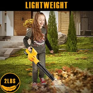 Alloyman Leaf Blower, 20V Cordless Leaf Blower, One-Button Start Leaf Blower Battery Powered, with 2.0Ah Battery & Charger, Electric Leaf Blower for Yard Cleaning/Snow Blowing