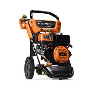 generac 8895 3100 psi 2.5 gpm gas-powered electric start residential pressure washer with kit (broom + soap blaster), 50-state / carb compliant