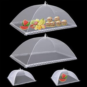 mesh food covers for outdoors,2 extra large 40″x24″ and 2 pack 17″x17″ pop-up mesh food tent umbrella food cover for outside picnic accessories bbq camping party keep out fly bug mosquito