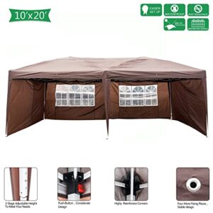 Outvita 10x20ft Ez Pop Up Canopy, Portable Instant Canopy Tent with 4 SideWalls for Outdoor Events, Party, Wedding, Birthday,Graduation