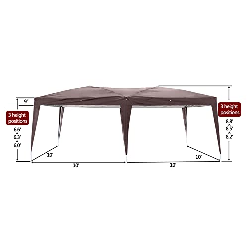 Outvita 10x20ft Ez Pop Up Canopy, Portable Instant Canopy Tent with 4 SideWalls for Outdoor Events, Party, Wedding, Birthday,Graduation