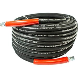 interchange brands 3651 3/8″ x 100ft black 6000 psi r2 2-wire braid steel high pressure washer hose, solid/swivel ends, 275f max temp, assembled in usa