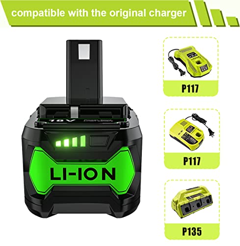 【Upgraded 7000mAh】 2Pack Replacement for Ryobi 18V Battery Lithium ONE+ P108 P102 P103 P104 P105 P107 P109 P122 Cordless Power Tools Battery with LED Indicator