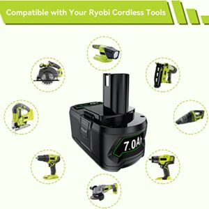 【Upgraded 7000mAh】 2Pack Replacement for Ryobi 18V Battery Lithium ONE+ P108 P102 P103 P104 P105 P107 P109 P122 Cordless Power Tools Battery with LED Indicator